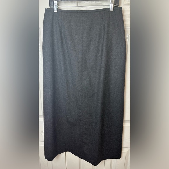 TALBOTS 100% Wool Maxi Skirt Charcoal Gray Lined Rear Slit Long Length Ankle - Picture 7 of 7